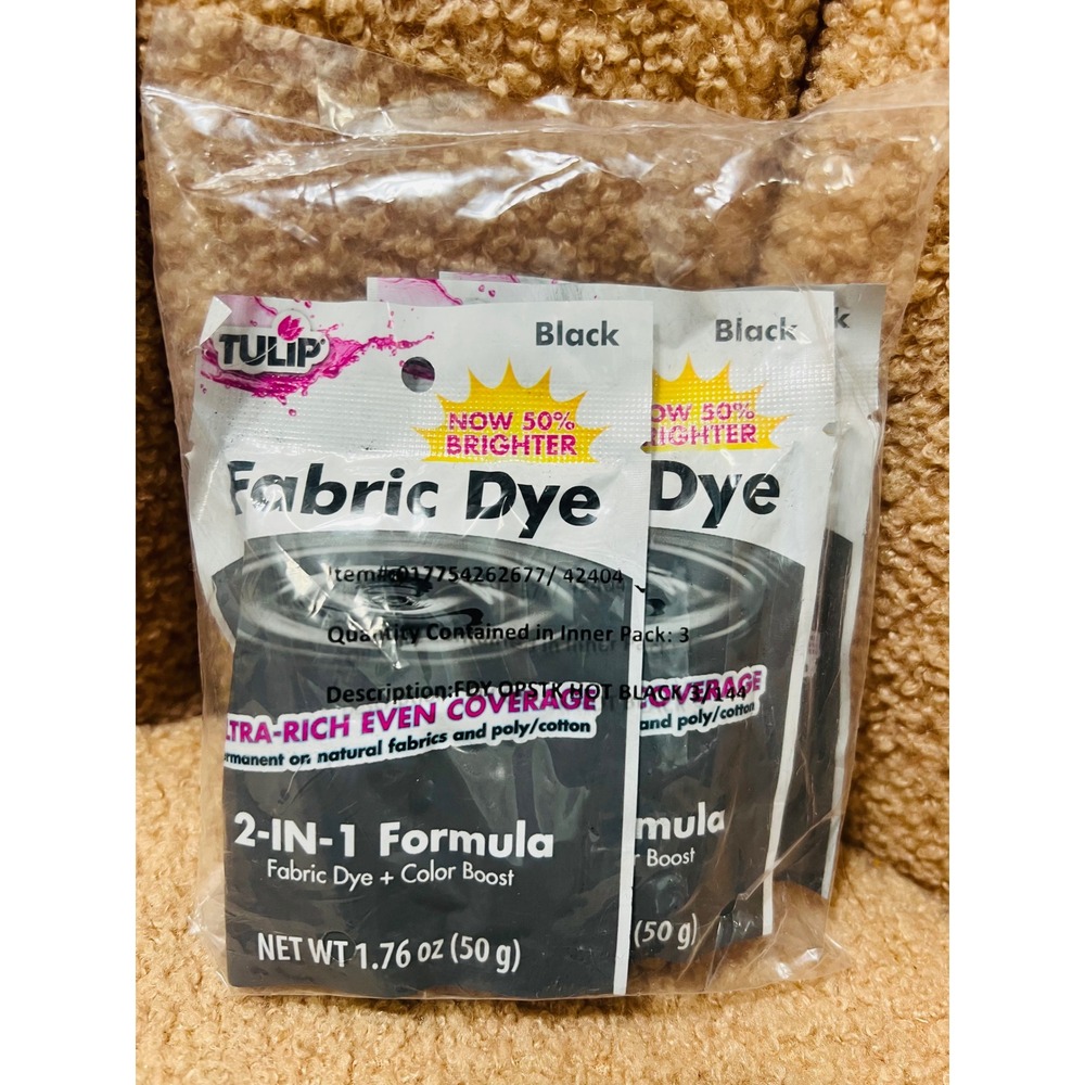 Pack of 3 Tulip Fabric Dye Black 2-in-1 Color Boost 1.76oz 42404 DIY Crafts